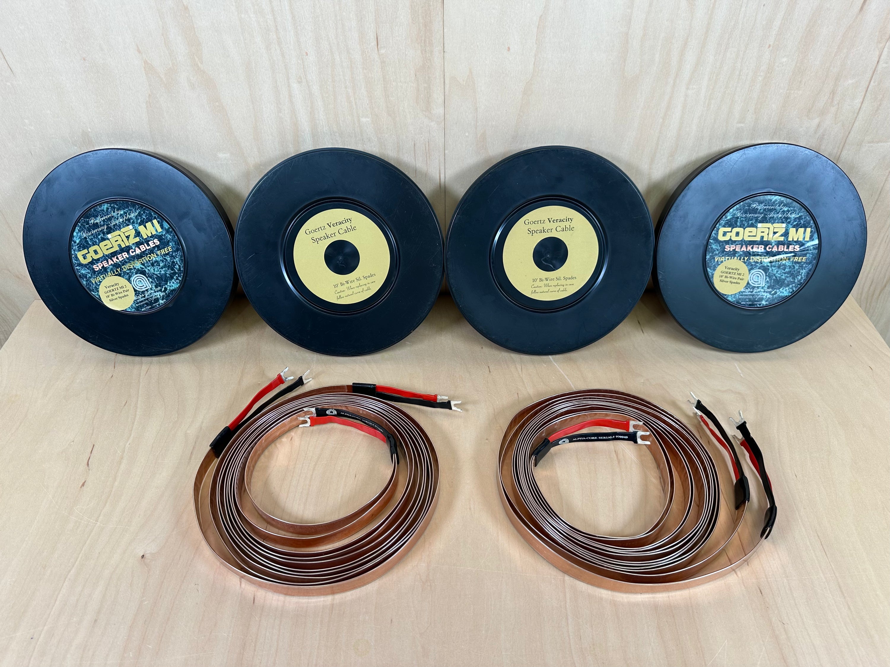 Alpha Core Goertz  MI 2 Veracity Biwire Speaker Cables 10' Pair w/Silver Spades
