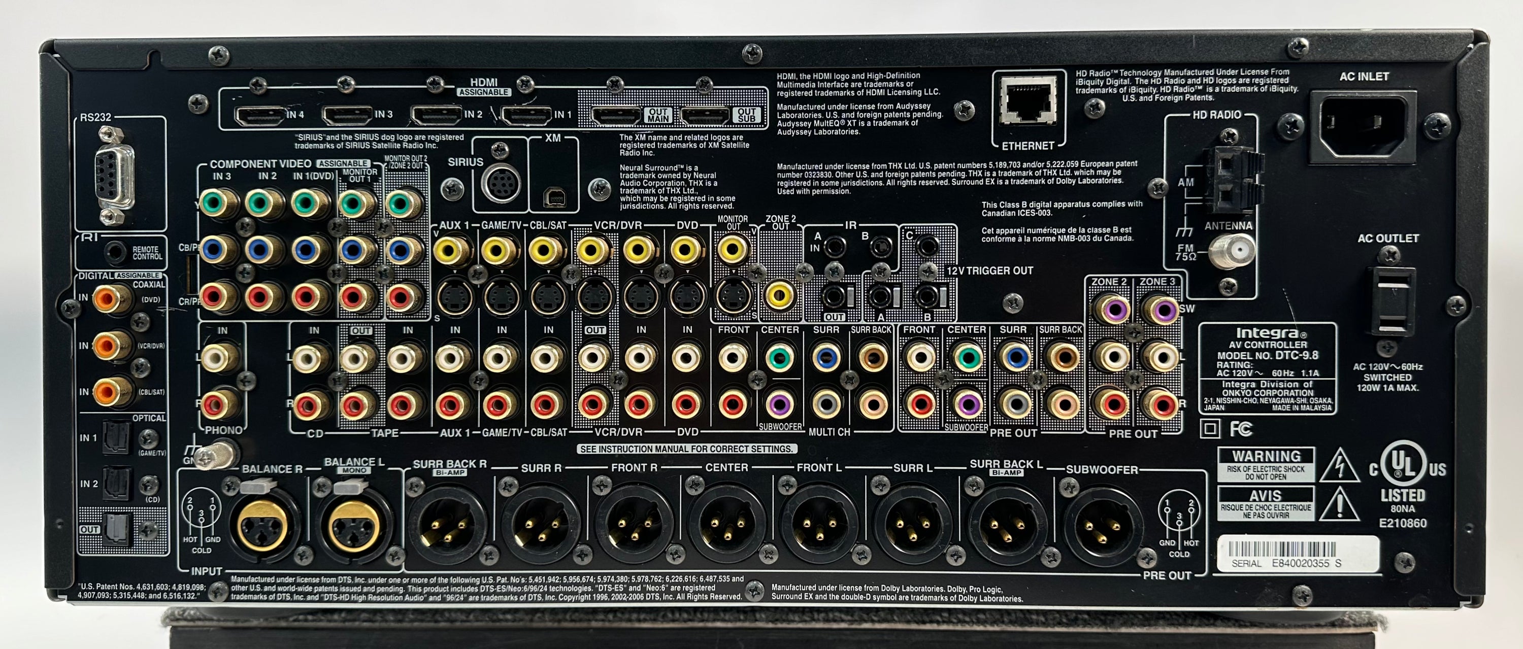 Integra DTC-9.8 Pre-Amp AV Controller THX Dolby True HD DTS-HD HDMI w/remote