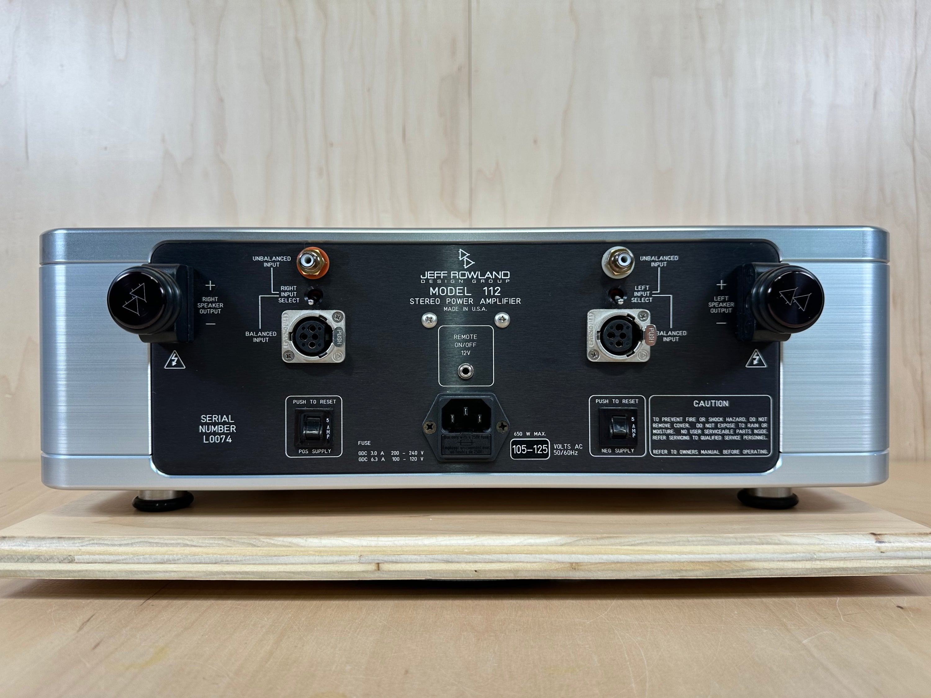 Jeff Rowland Model 112 Stereo Power Amplifier Serviced