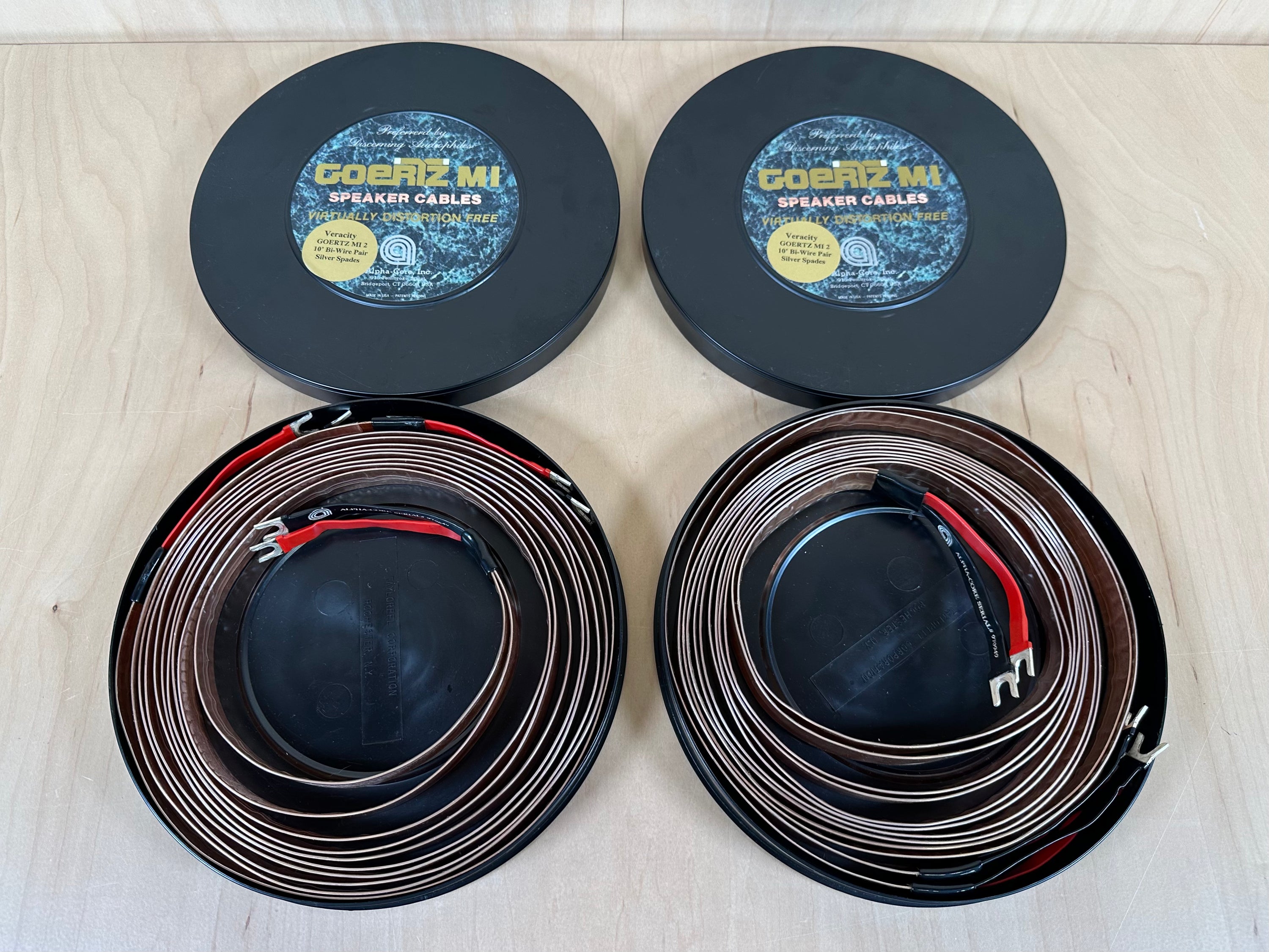 Alpha Core Goertz  MI 2 Veracity Biwire Speaker Cables 10' Pair w/Silver Spades