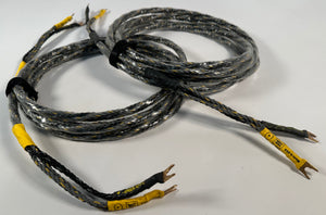 XLO/VDO Speaker Cables ER-11 Black/Gray/Yellow Jacket 10' Pair Spade To Spade