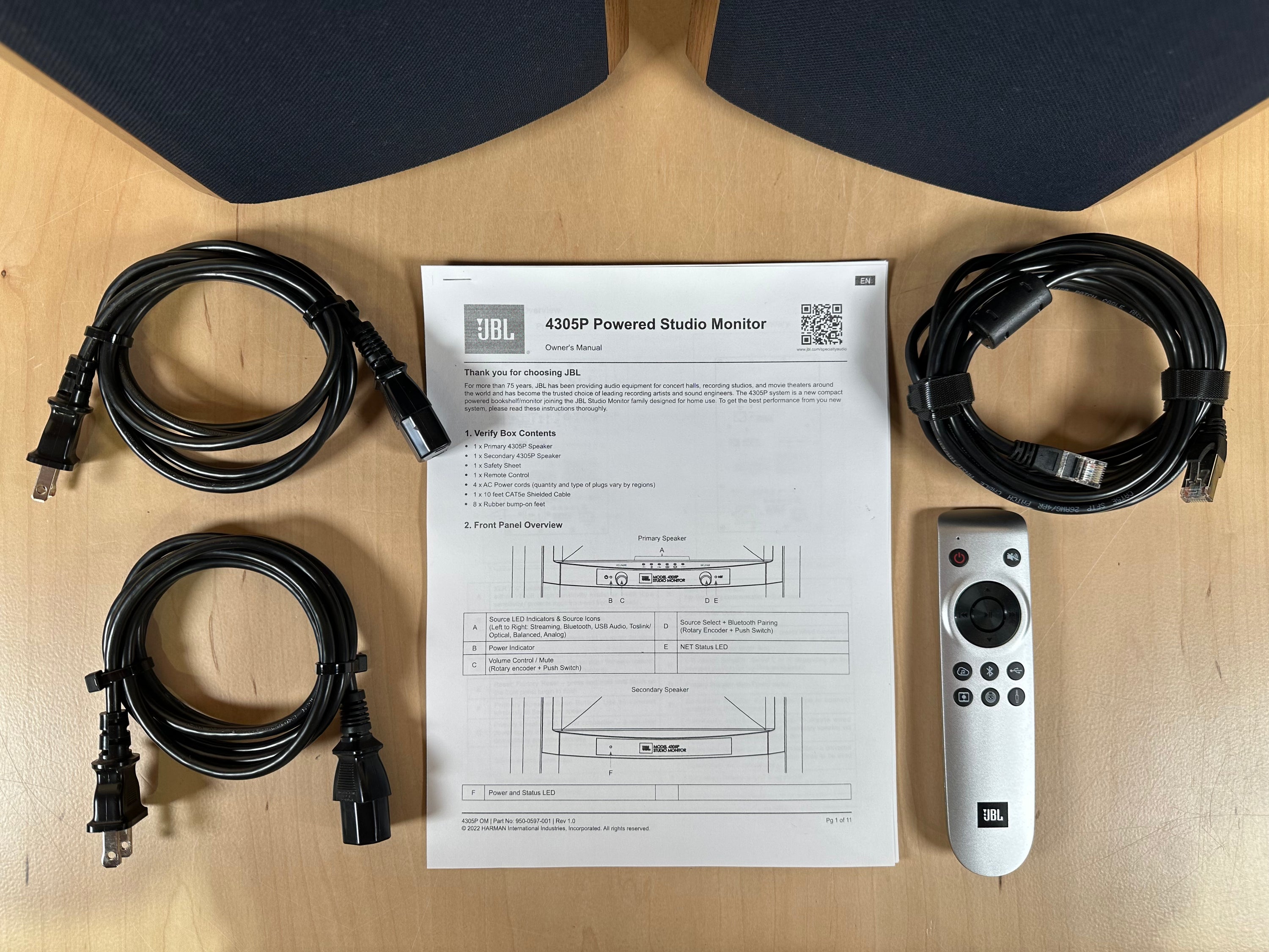 JBL 4305P Studio Monitors w/ Natural Walnut Finish