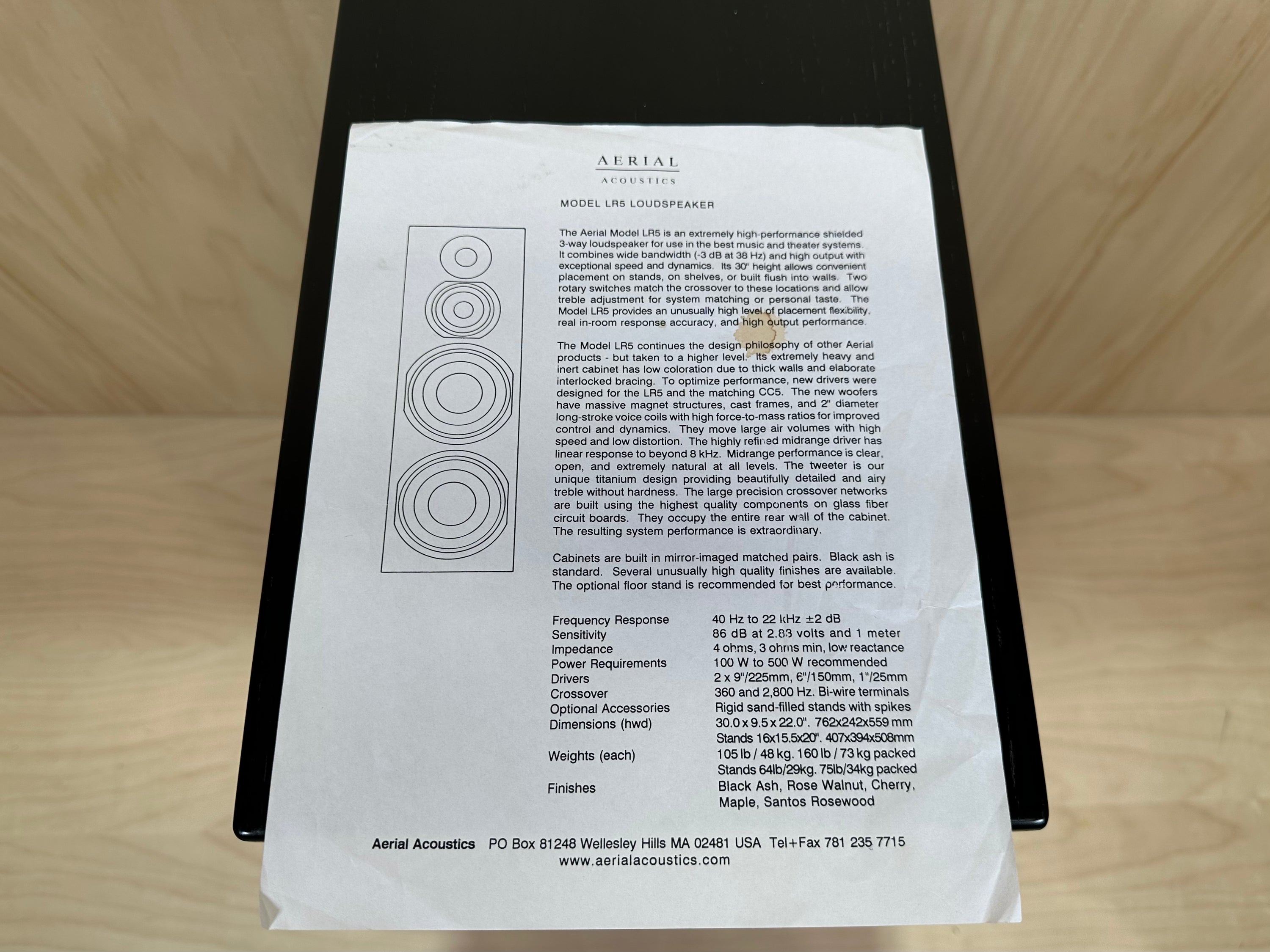 Aerial Acoustics LR5 Speaker Single