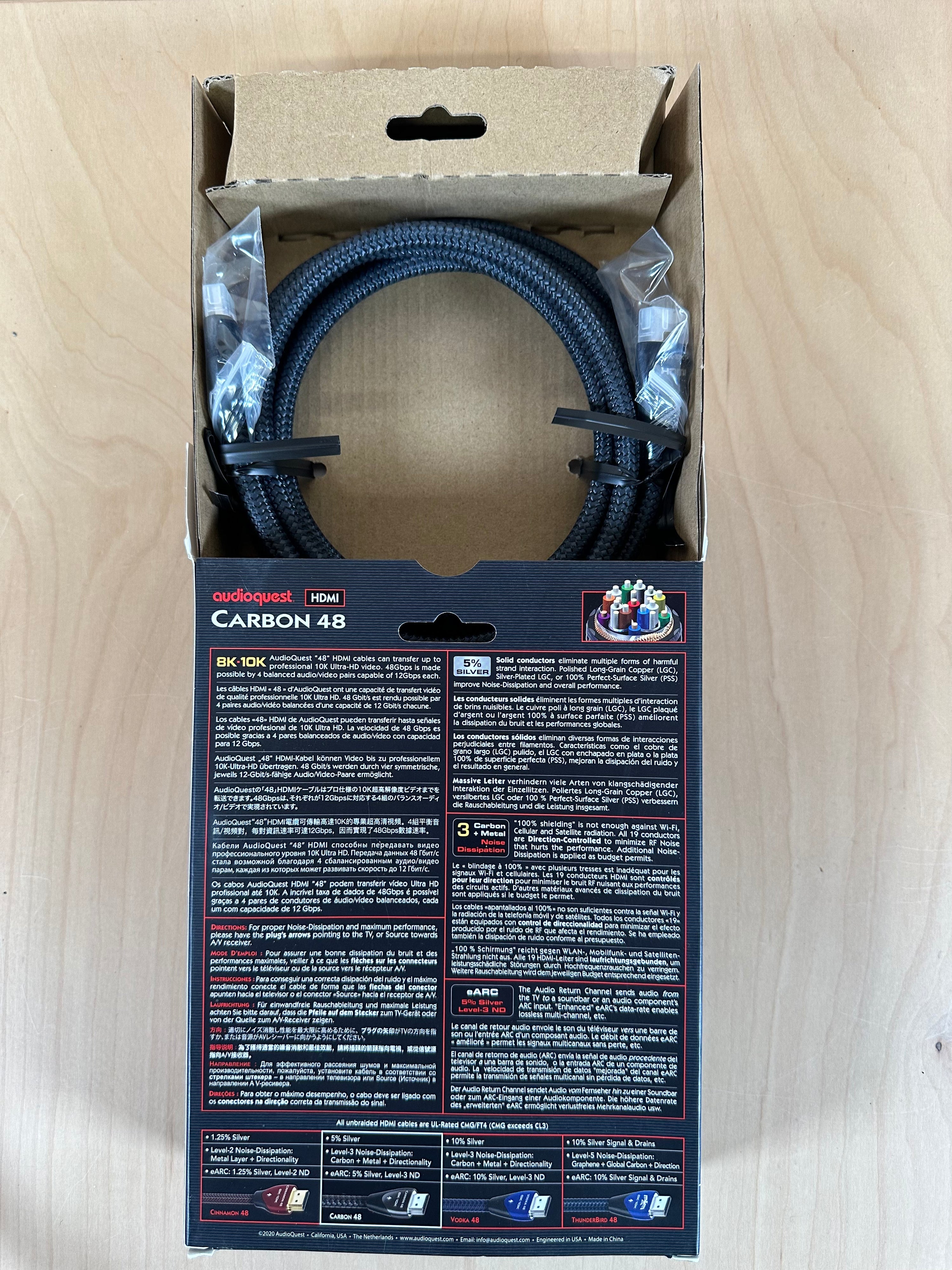 AudioQuest Carbon 48 8k 10k HDMI Cable 2.25 Meter