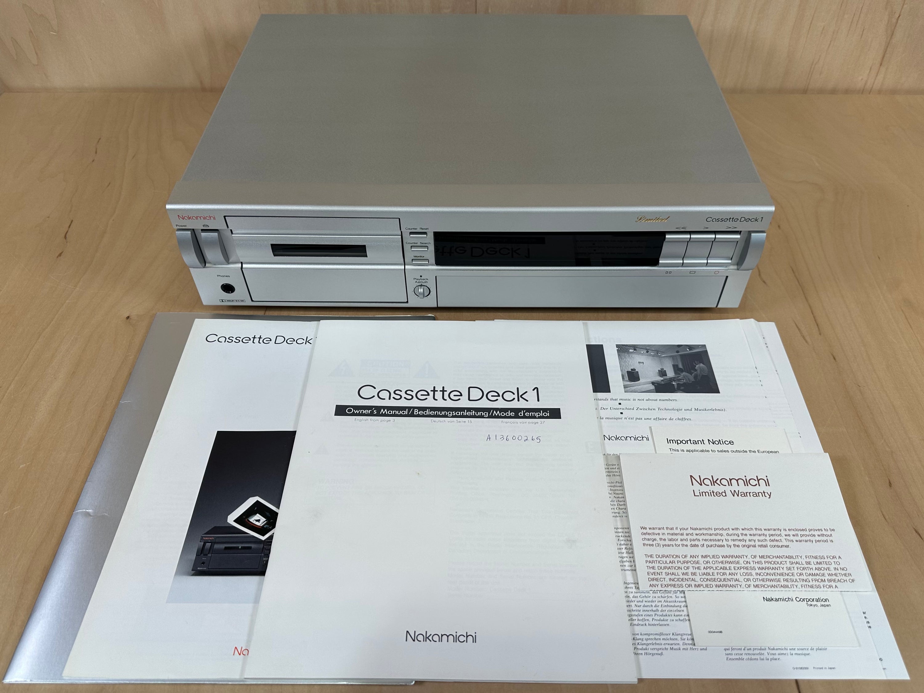 Nakamichi Cassette Deck 1 Limited Serviced
