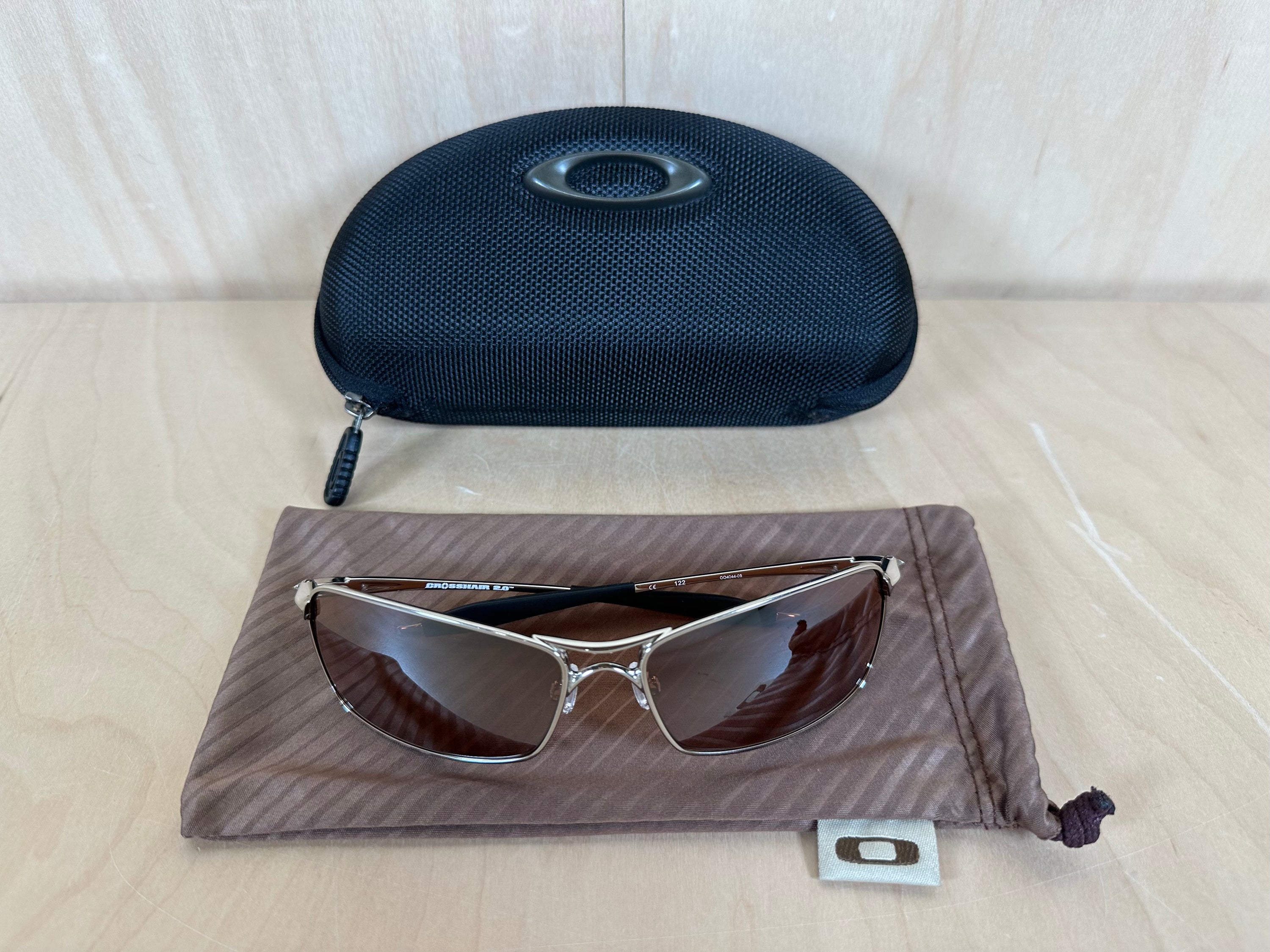 Oakley Crosshair 2.0 Sunglasses Polished Chrome Frames w/Brown Lenses