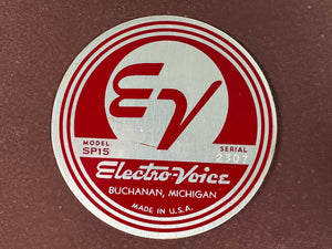 Vintage Electro Voice Early Model SP15 15" Full Range Speaker For Parts