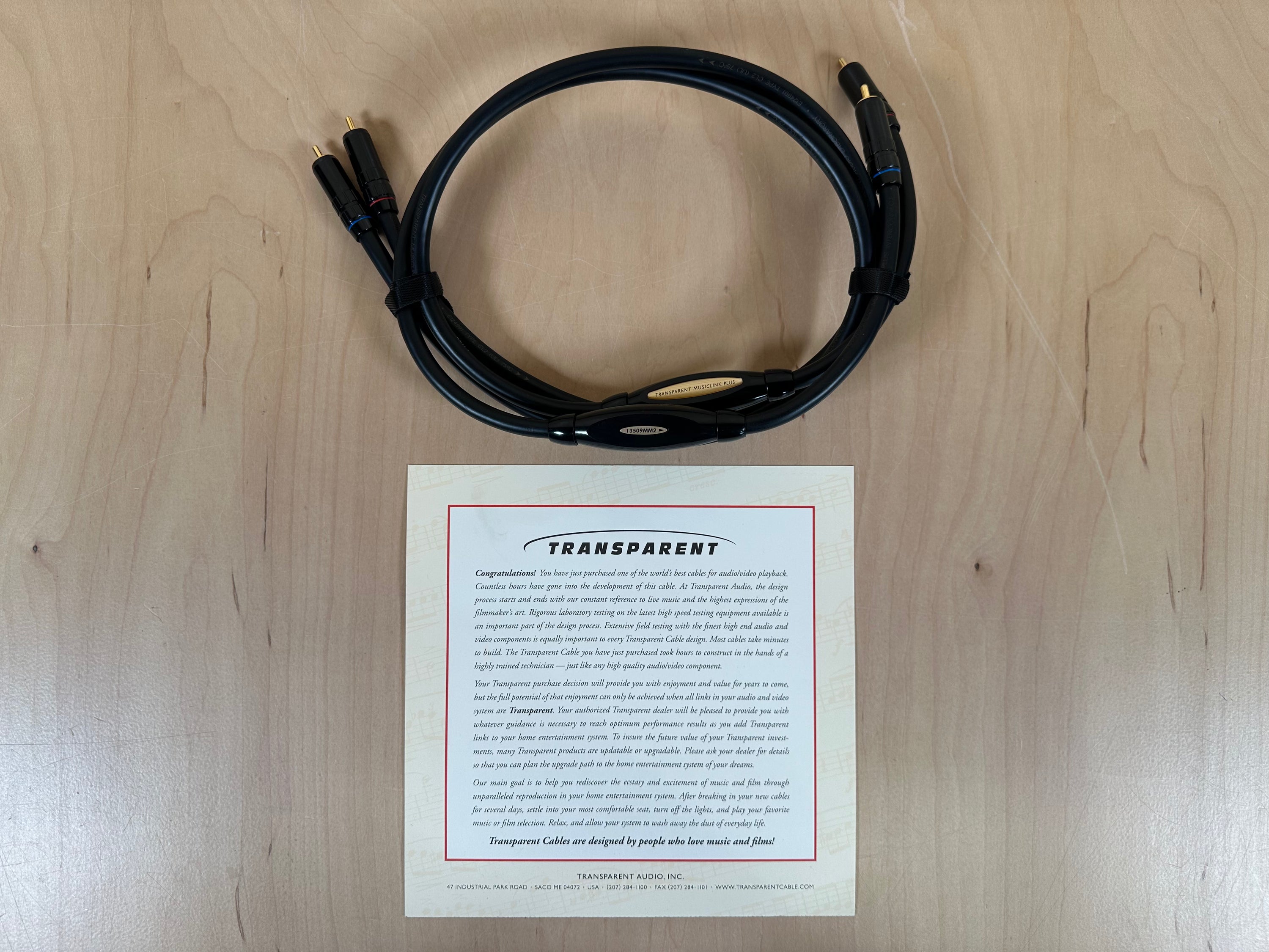 Transparent Audio Musiclink Plus MM2 RCA Interconnects 1 Meter