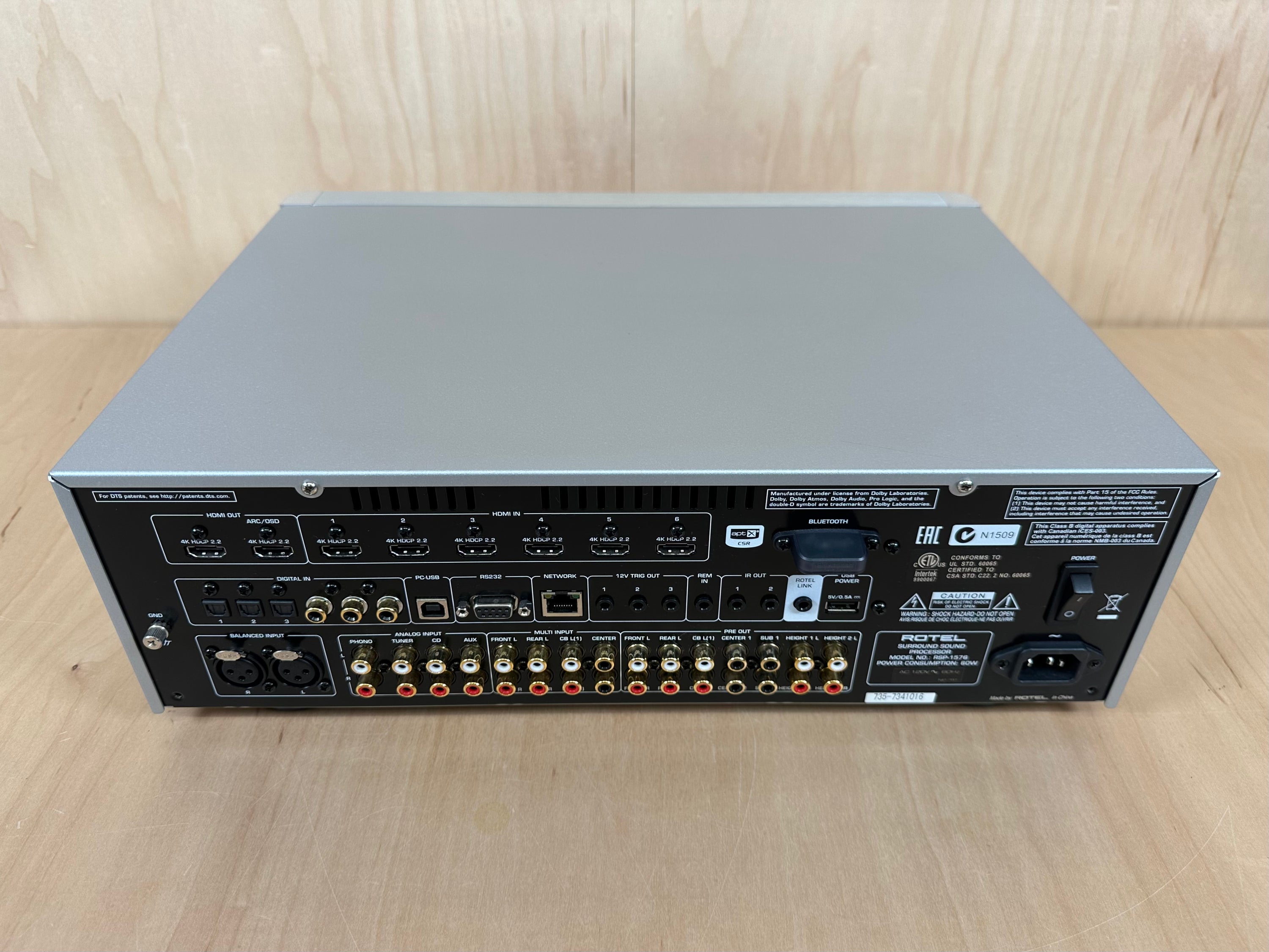 Rotel RSP-1576 Preamplifier Surround Sound Processor w/Box and Remote Silver