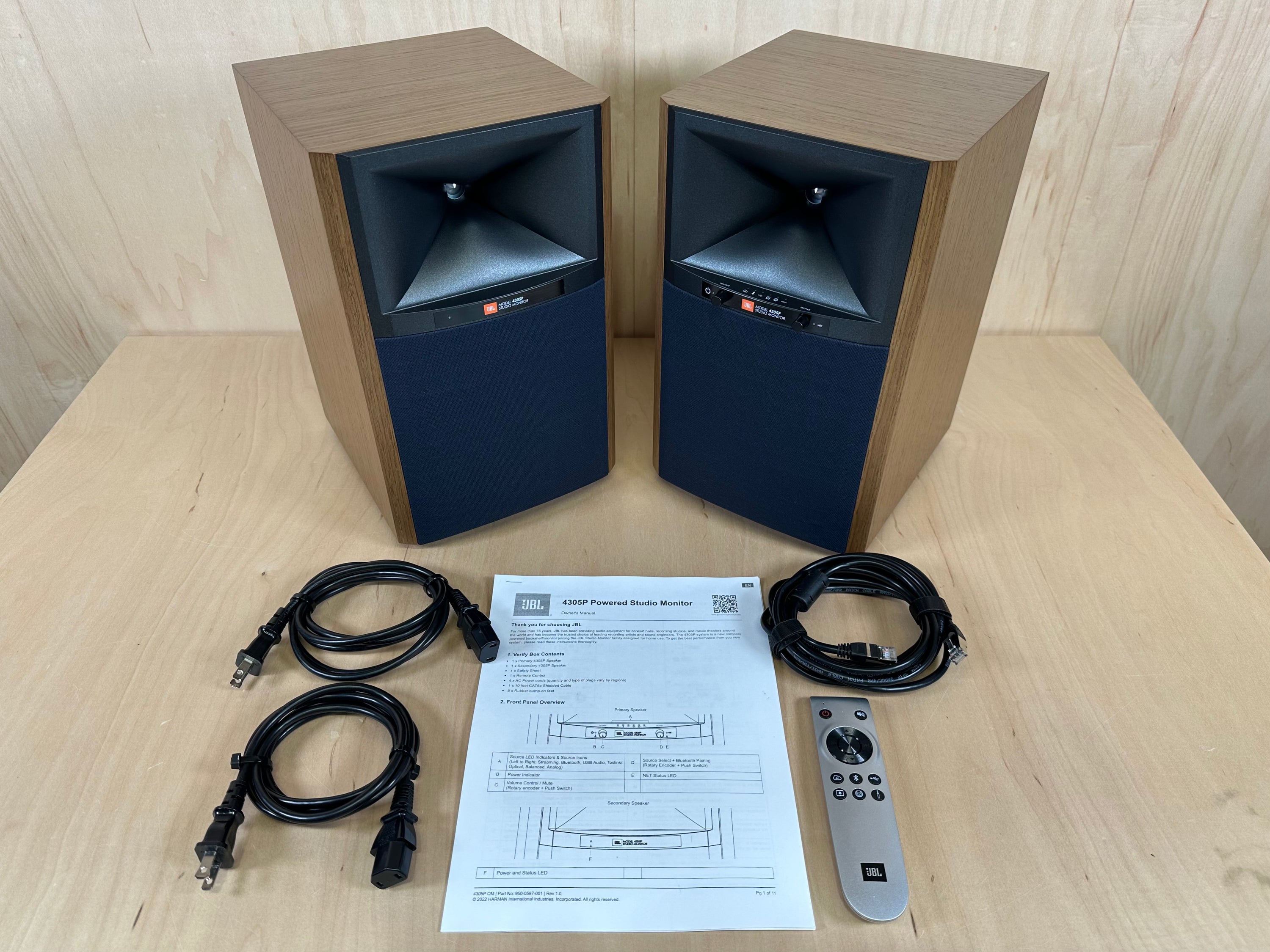 JBL 4305P Studio Monitors w/ Natural Walnut Finish