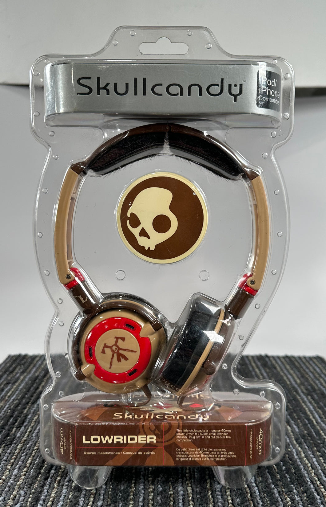 Skullcandy Vintage Lowrider Native Brown Headphones w/Fur Ear Pads NEW