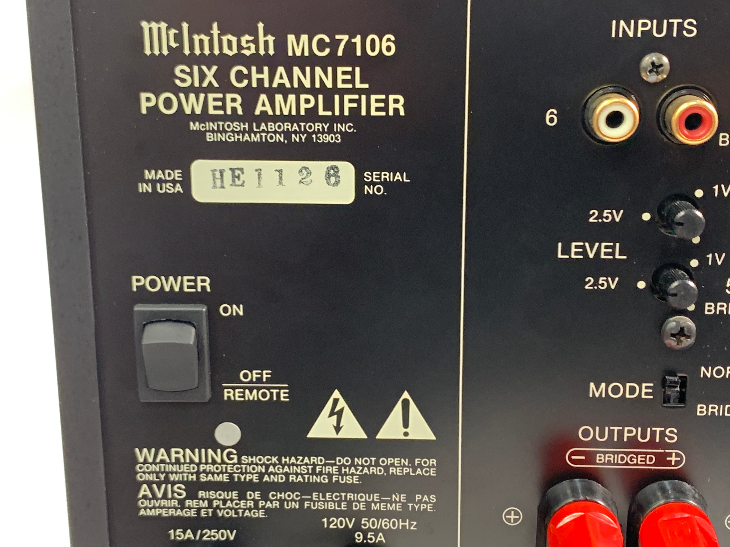 MCINTOSH MC7106, 6 CHANNEL SS AMP W/LED VU METERS, LUCASFILM THX RATED