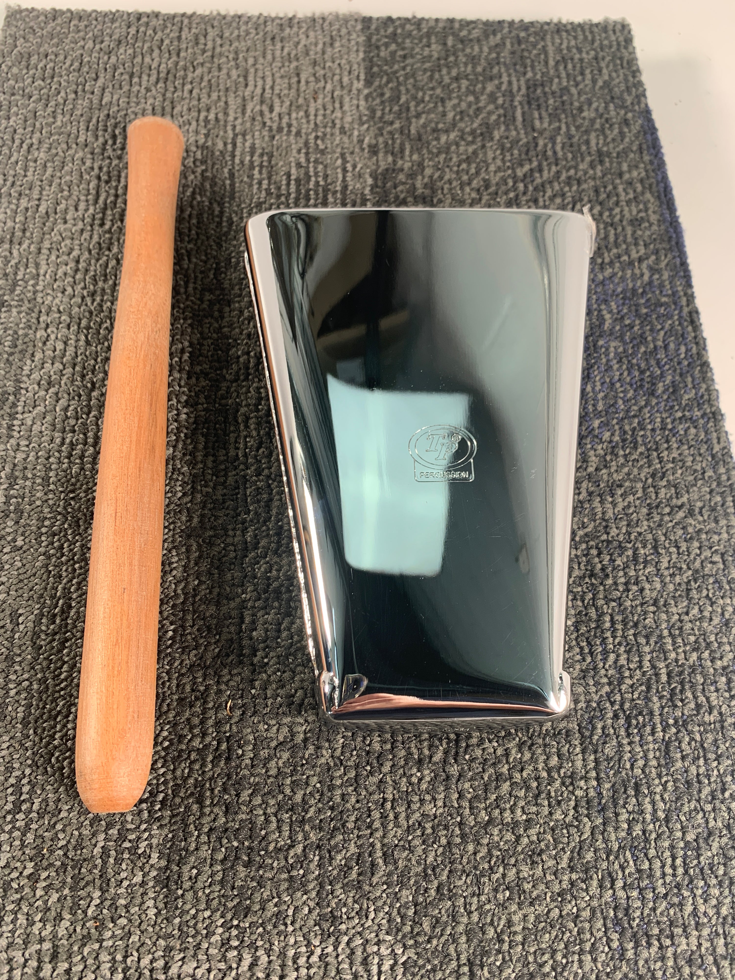 Hand Held Cowbell Chrome w/Pouch And Beater Stick.