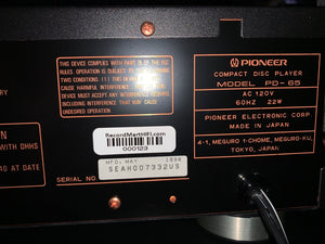 PIONEER ELITE PD-65 CD PLAYER